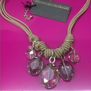 Deborah Grivas Two Tone (Gray/Taupe)Five Oval Crystal Station Necklace-Boutique